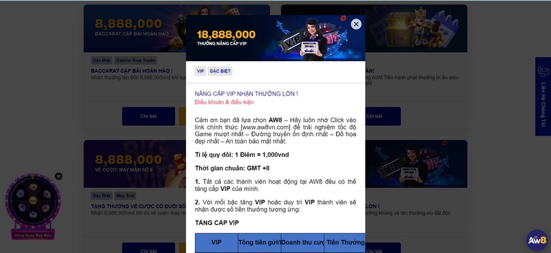 Nâng cấp vip nhận thưởng lớn hấp dẫn hàng tuần